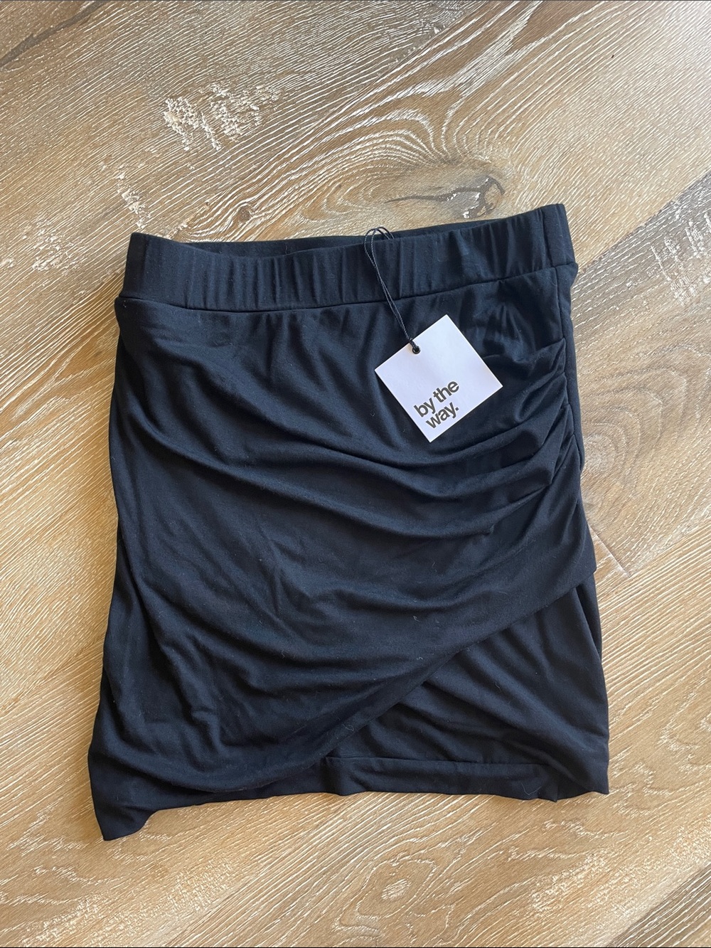 by the way. Black Ruched Wrap-Front Mini Skirt